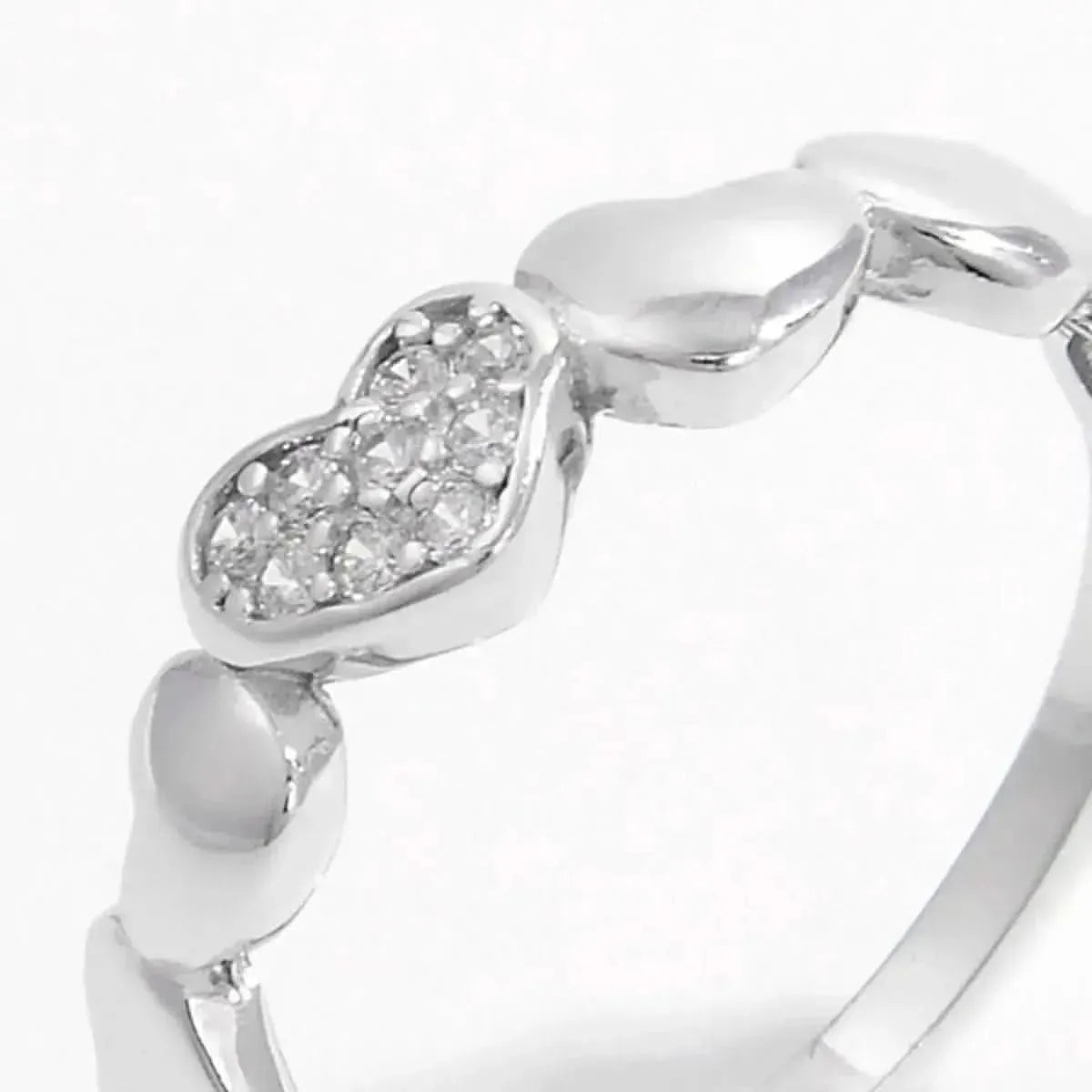 925 Sterling Silver Inlaid Zircon Heart Ring - Bad Moms Club