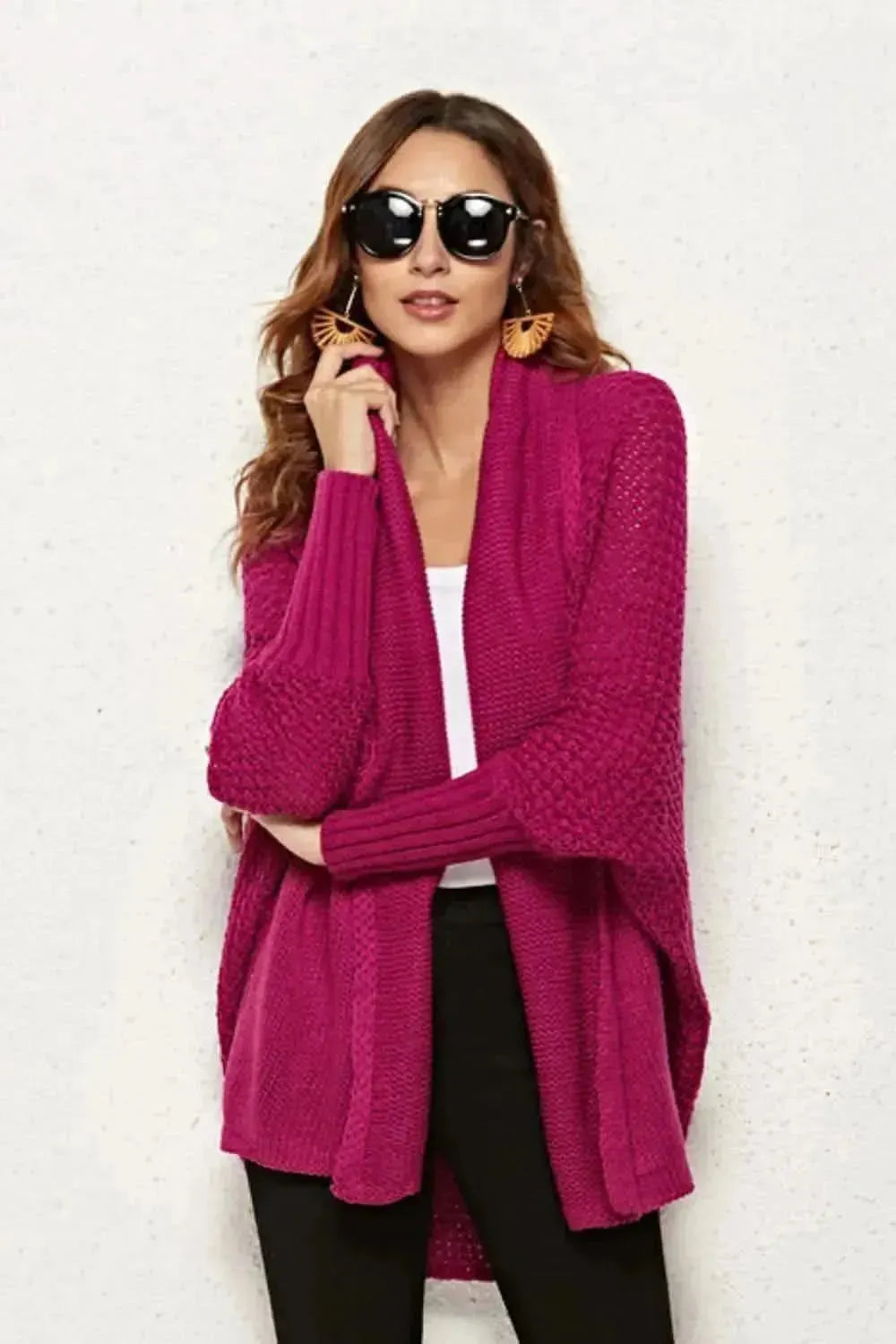 Open Front Dolman Sleeve Longline Cardigan - Bad Moms Club