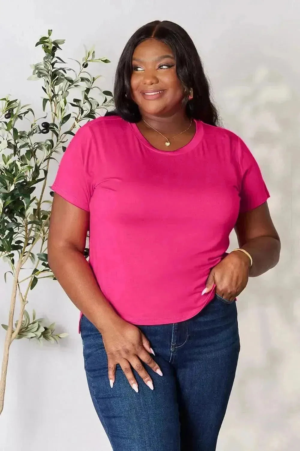 Basic Bae Full Size Round Neck Short Sleeve T-Shirt - Bad Moms Club