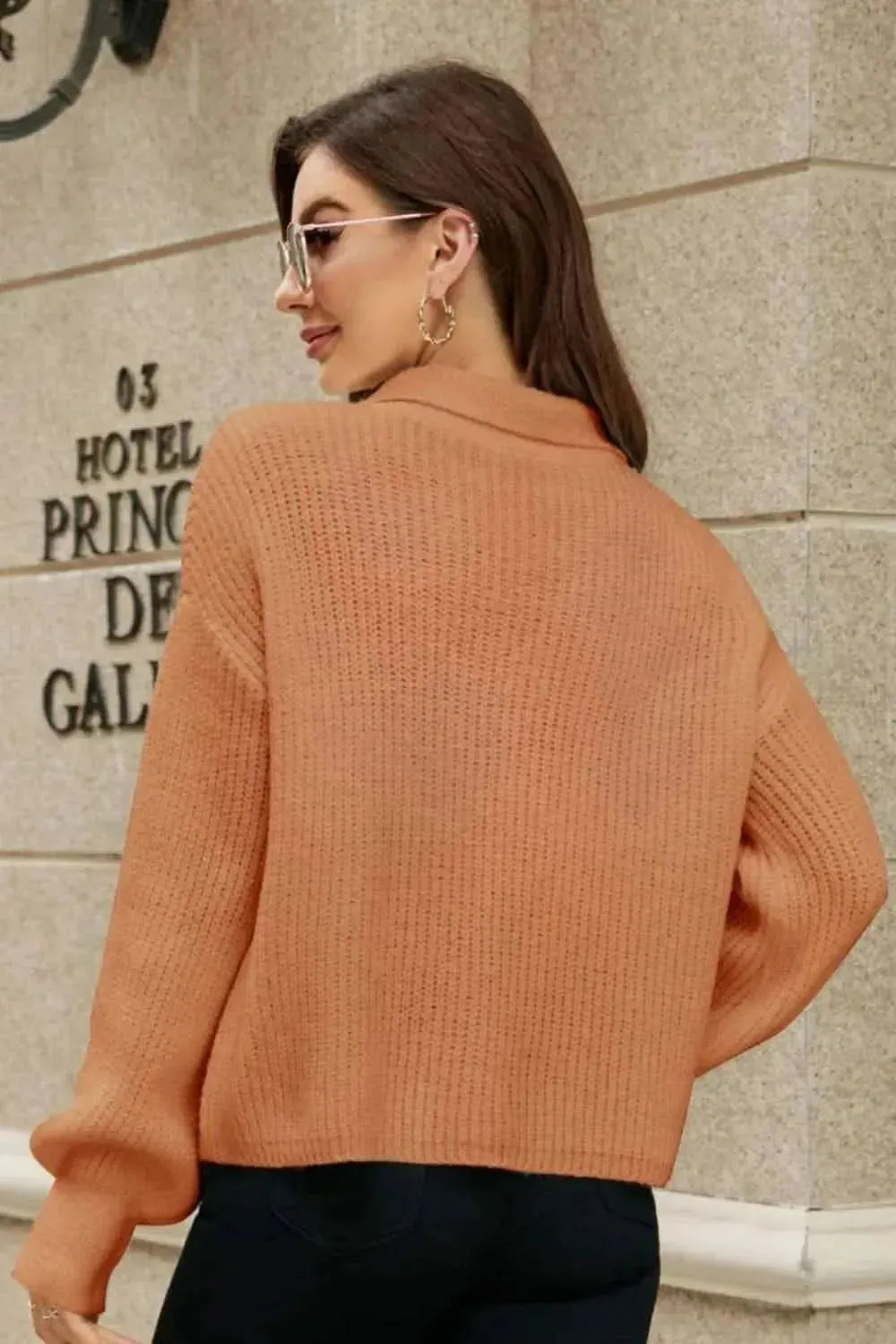 Johnny Collar Lantern Sleeve Sweater - Bad Moms Club