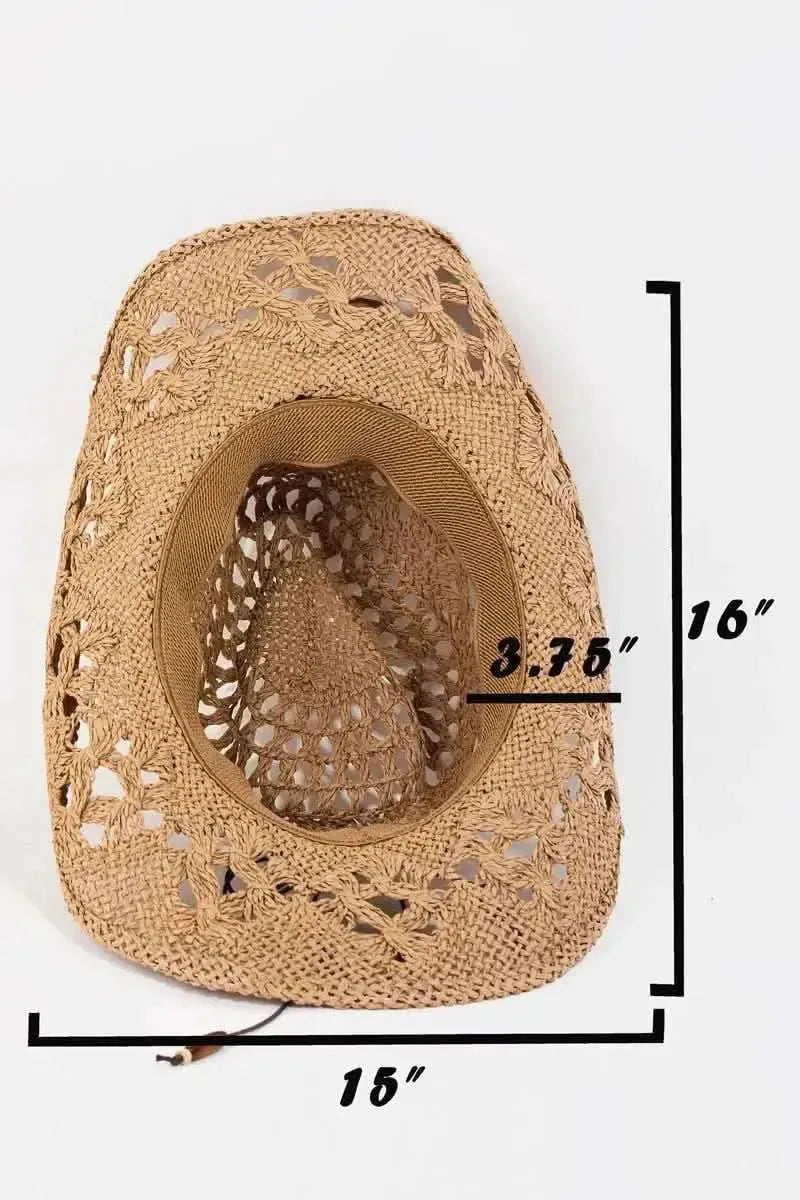 Fame Cutout Strap Weave Straw Hat - Bad Moms Club