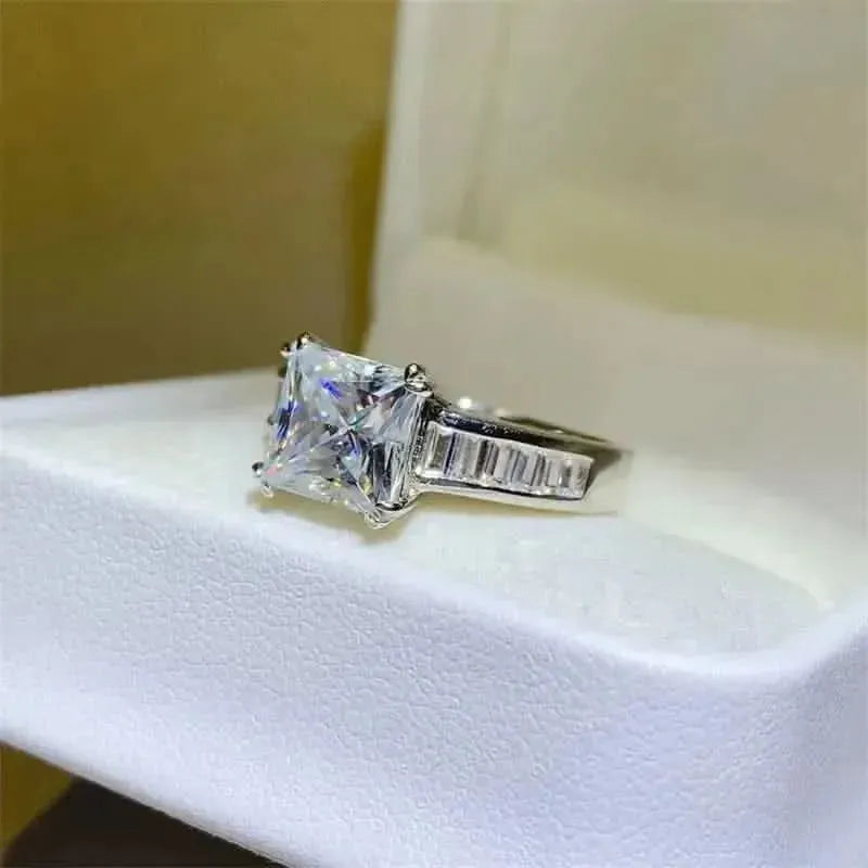 3 Carat Moissanite 925 Sterling Silver Square Shape Ring - Bad Moms Club