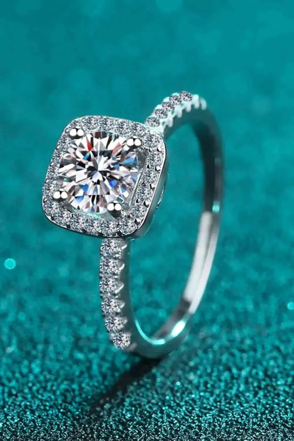 2 Carat Moissanite Square Halo Ring - Bad Moms Club