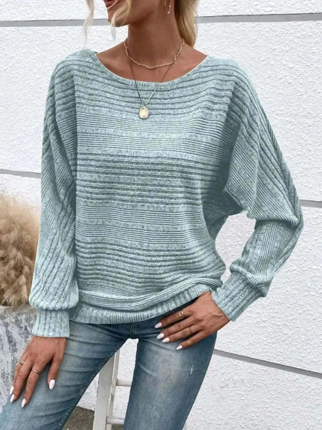 Full Size Round Neck Long Sleeve Top - Bad Moms Club