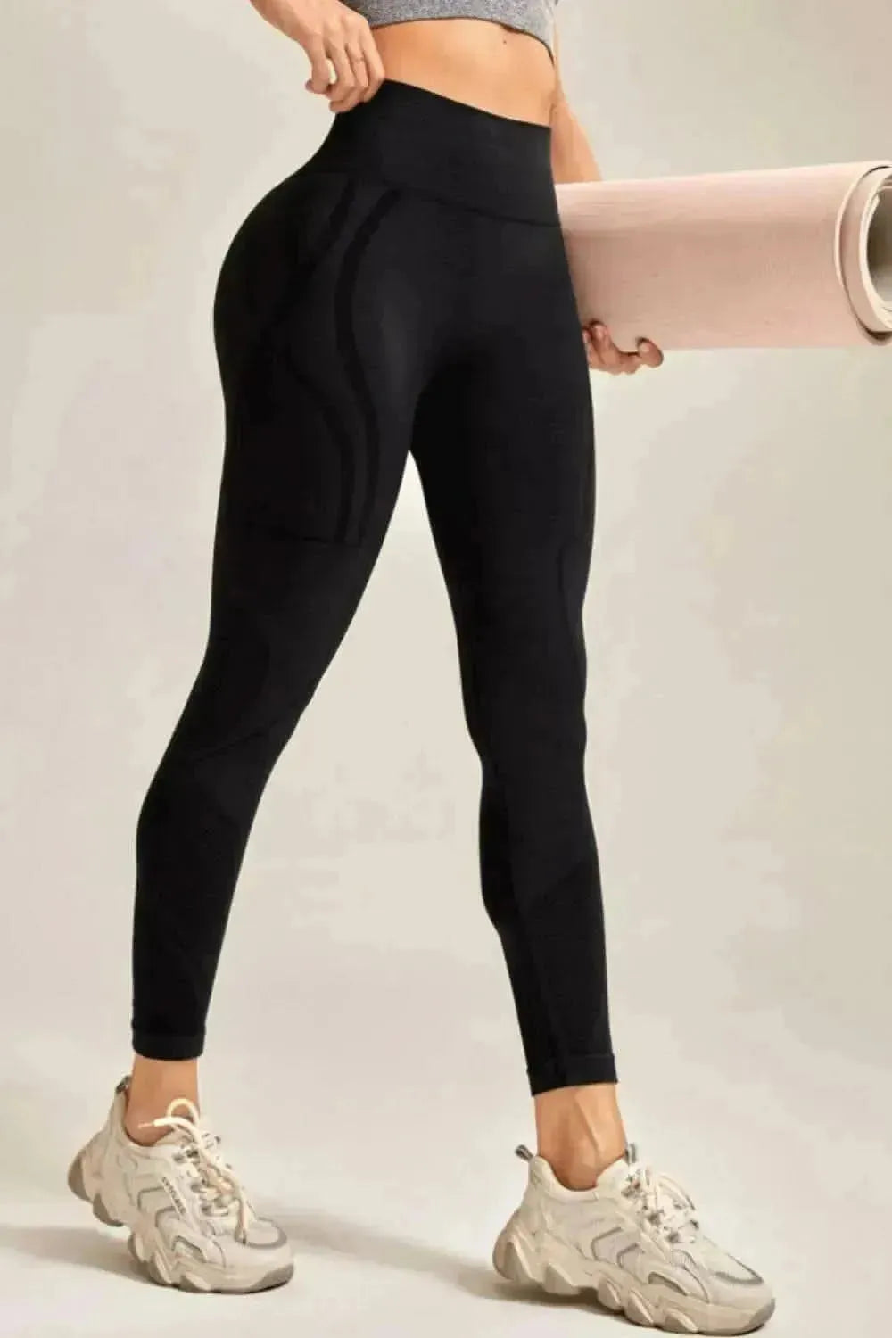 Wide Waistband Long Active Pants - Bad Moms Club