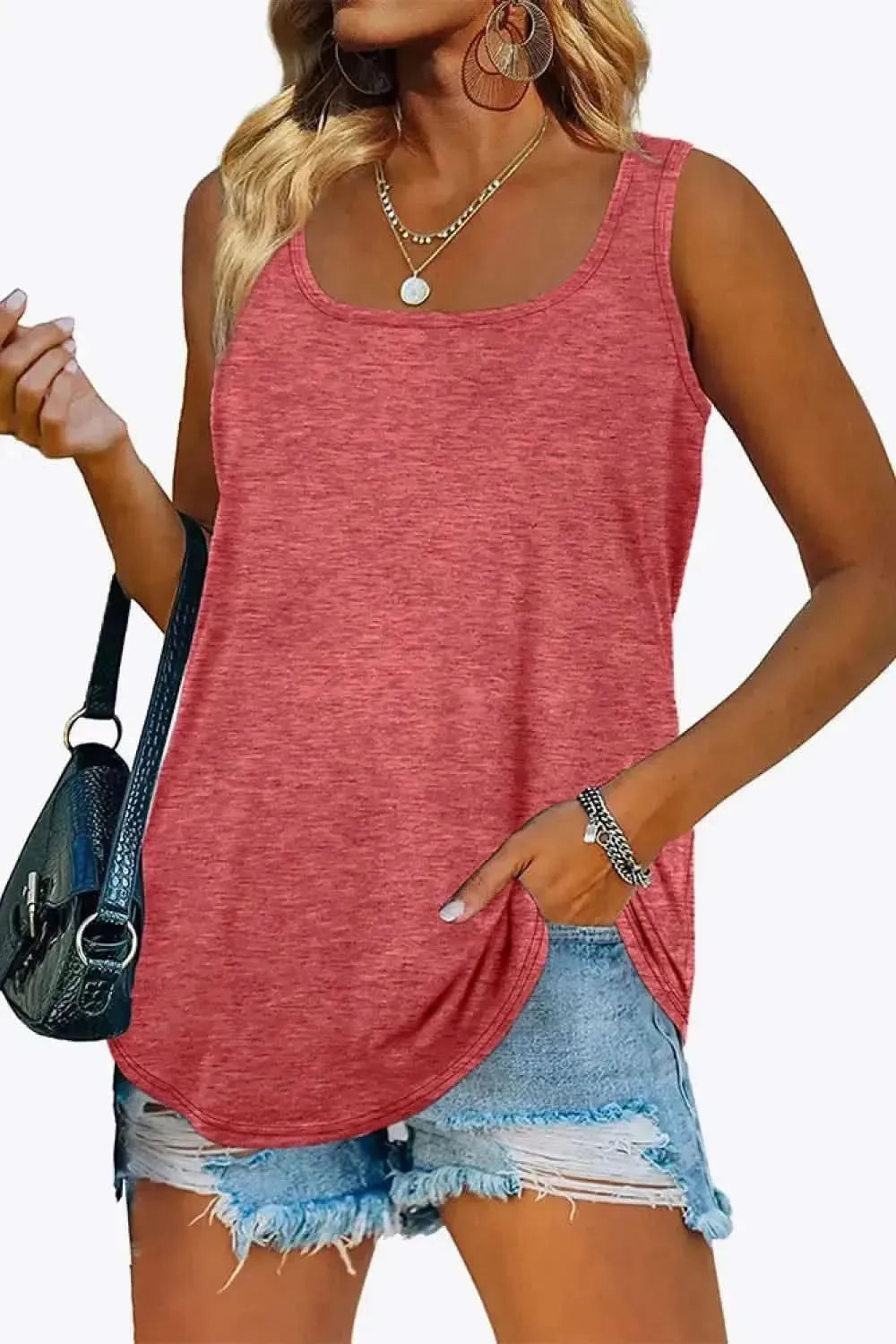 Curved Hem Square Neck Tank - Bad Moms Club