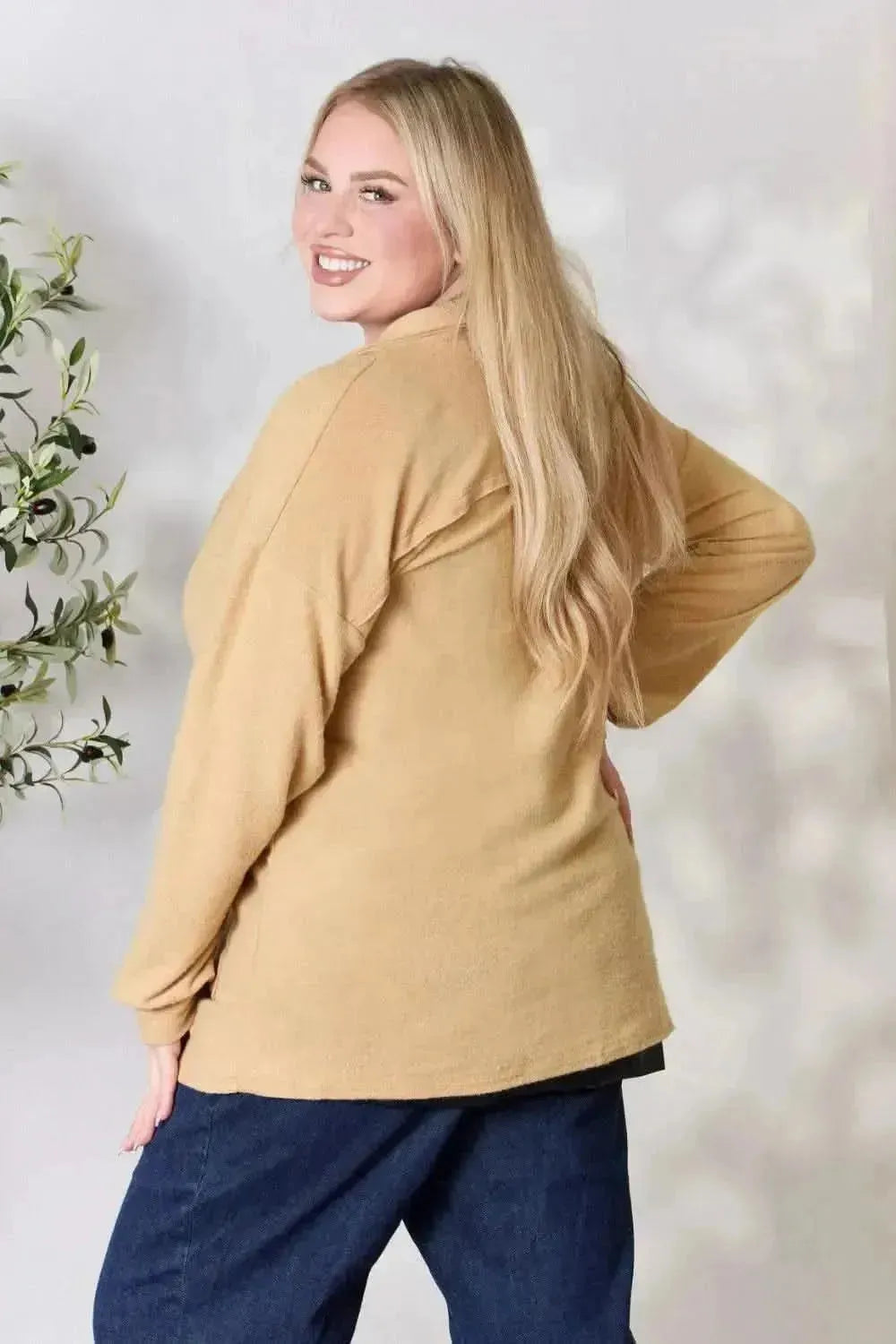 Heimish Full Size Button Up Long Sleeve Cardigan - Bad Moms Club