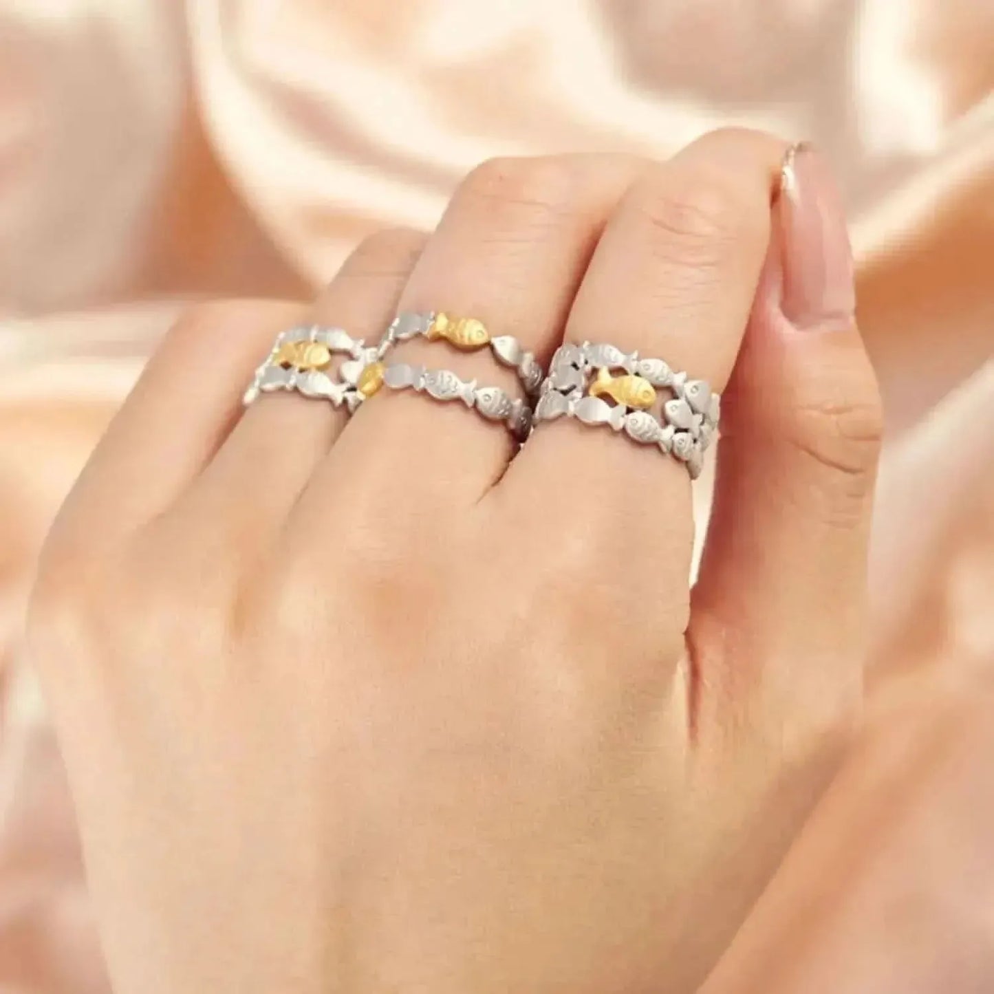 925 Sterling Silver Fish Open Ring - Bad Moms Club