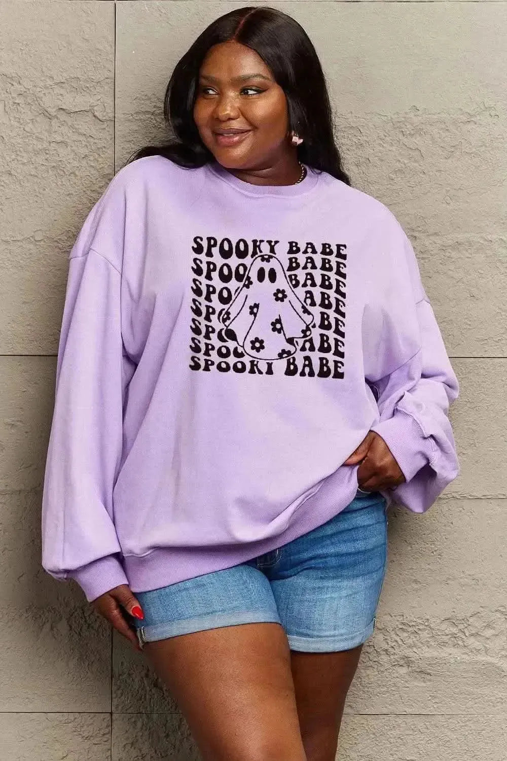 Simply Love Full Size SPOOKY BABE Graphic Sweatshirt - Bad Moms Club