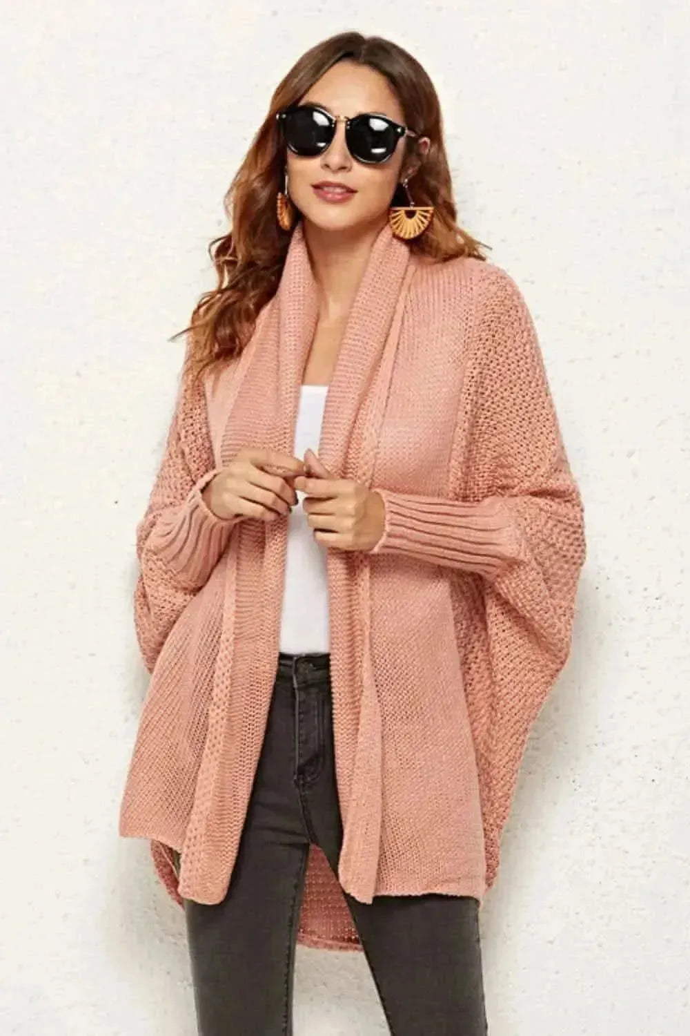 Open Front Dolman Sleeve Longline Cardigan - Bad Moms Club