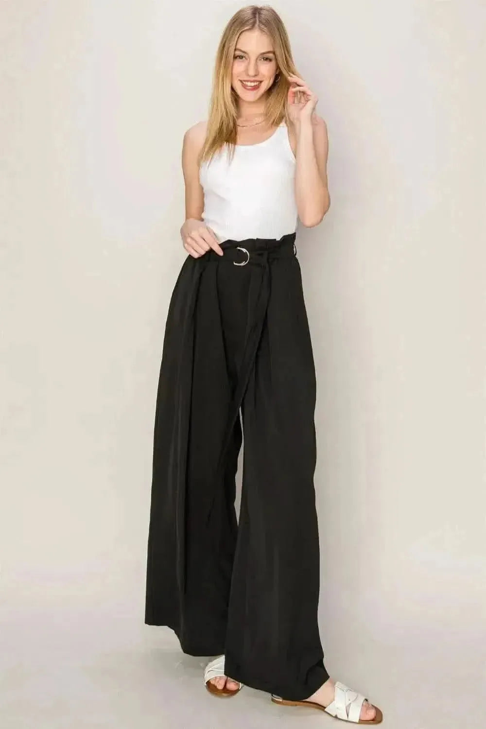 HYFVE Paperbag Waist Wide Leg Pants - Bad Moms Club