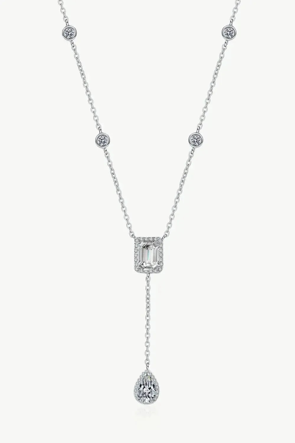 3 Carat 925 Sterling Silver Double Drop Pendant Necklace - Bad Moms Club