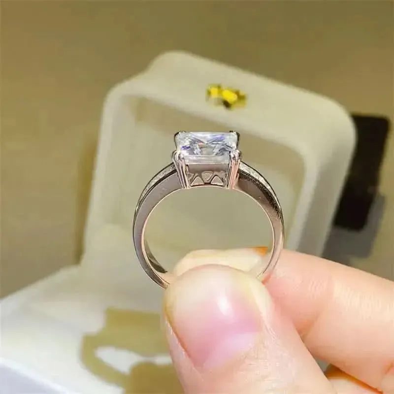 3 Carat Moissanite 925 Sterling Silver Square Shape Ring - Bad Moms Club