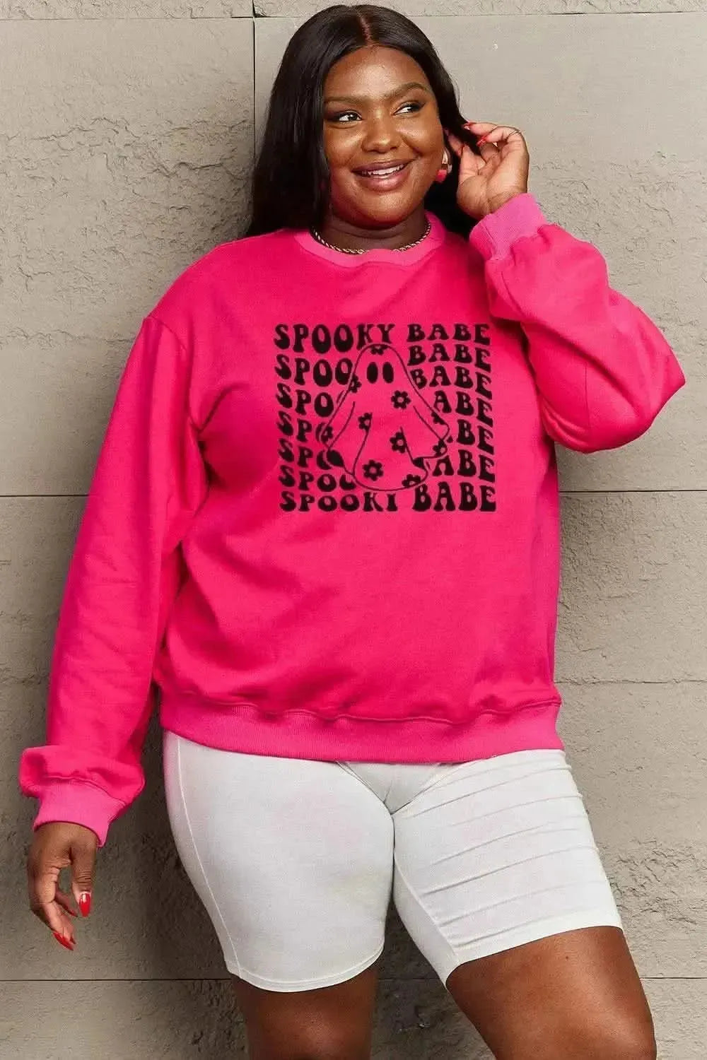 Simply Love Full Size SPOOKY BABE Graphic Sweatshirt - Bad Moms Club
