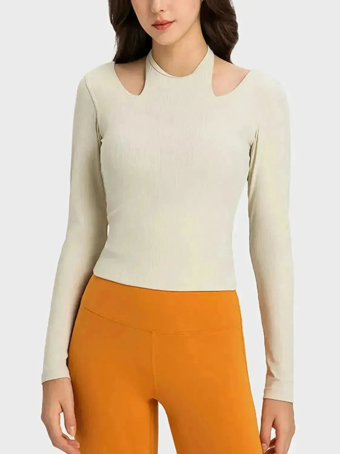 Halter Neck Long Sleeve Sporty Top - Bad Moms Club