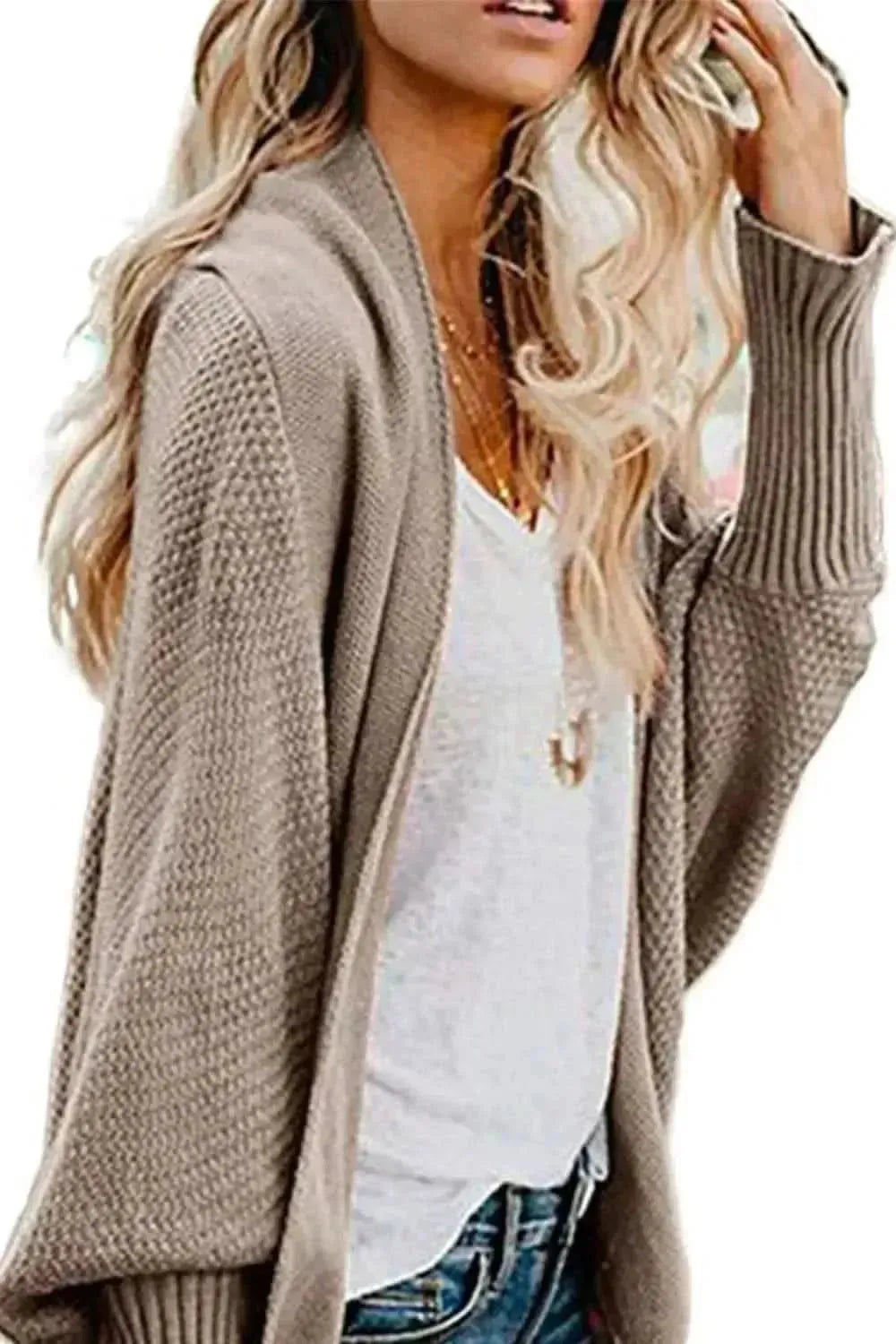 Open Front Dolman Sleeve Longline Cardigan - Bad Moms Club