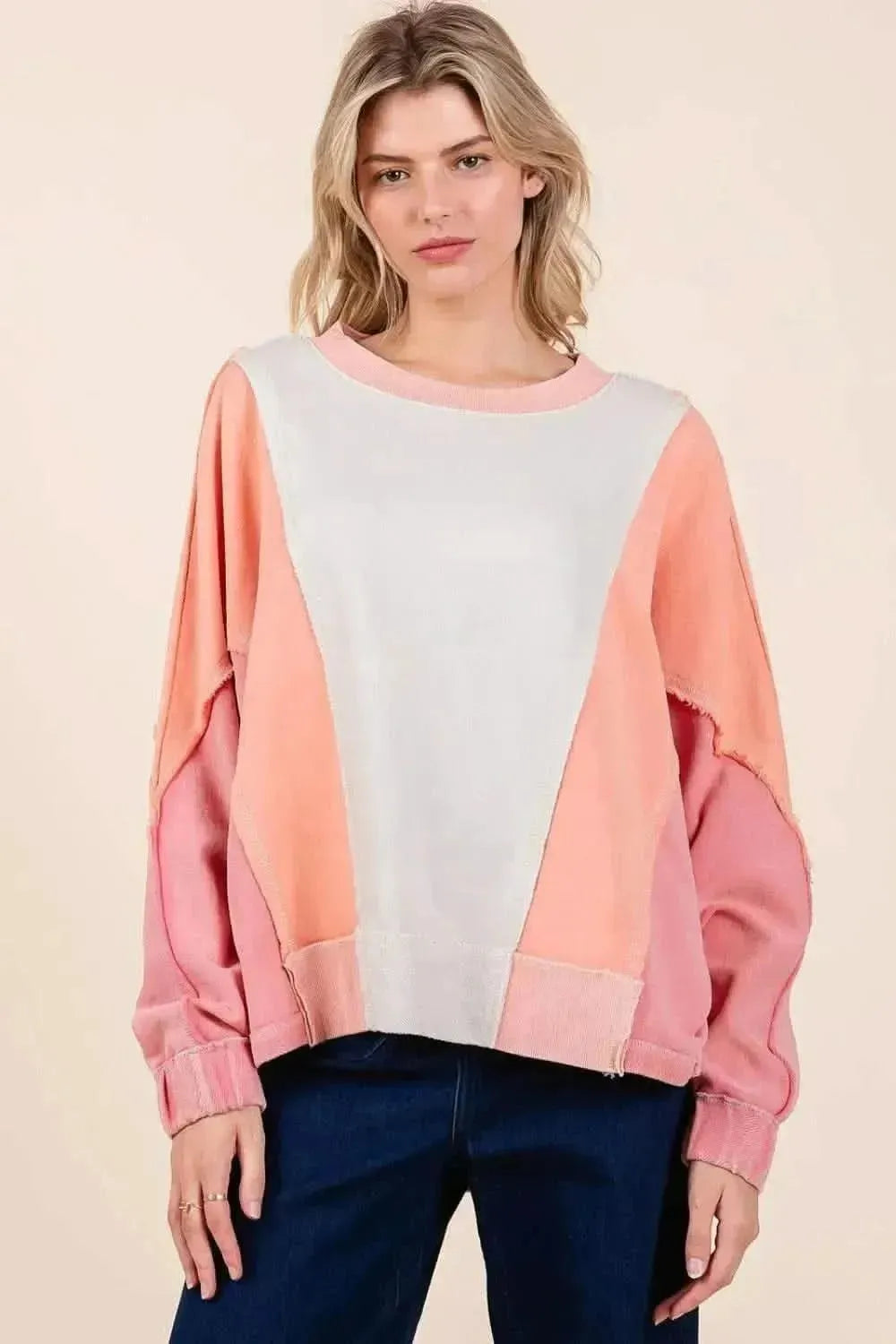 Mittoshop Mineral Wash Color Block Sweatshirt - Bad Moms Club