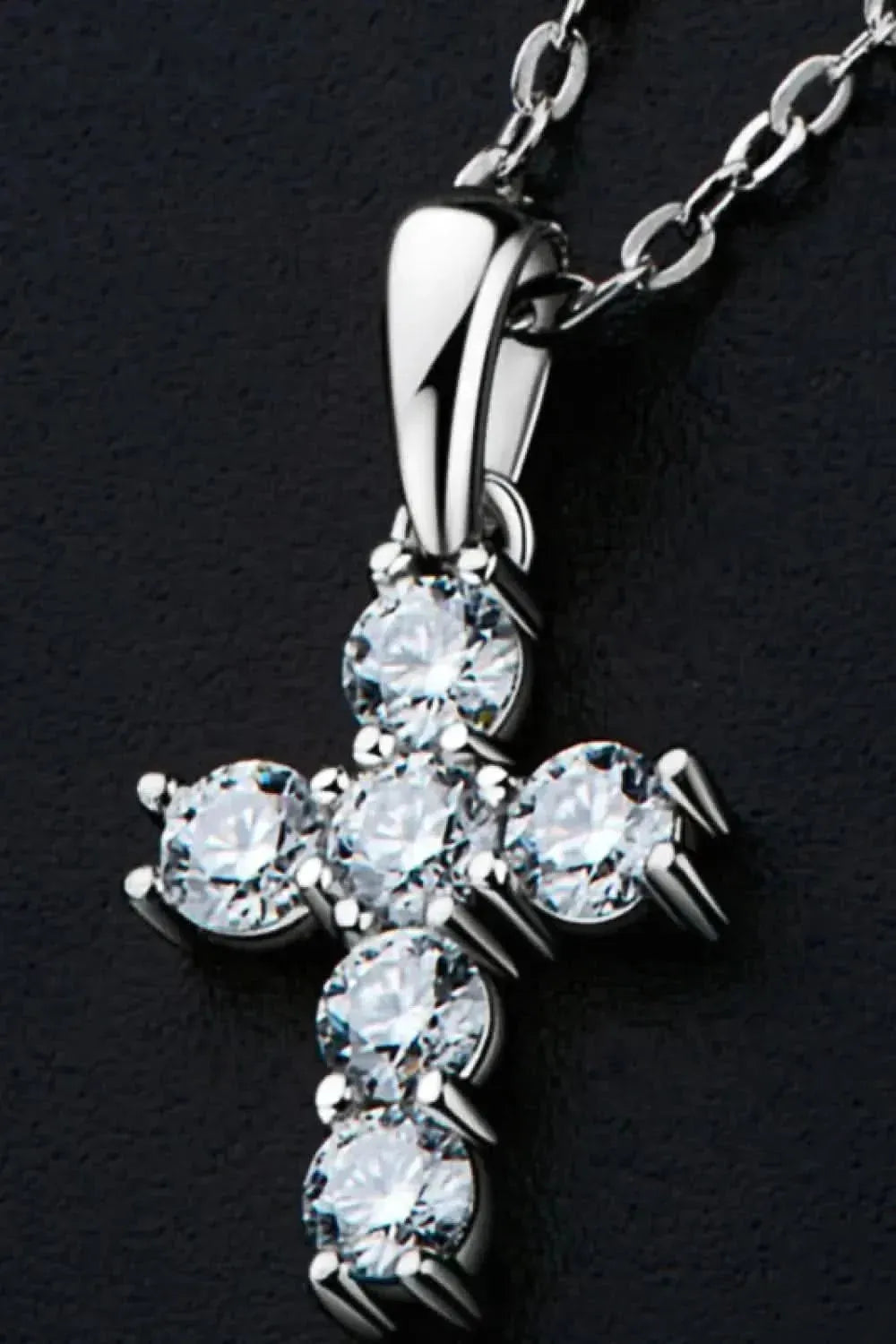 925 Sterling Silver Cross Moissanite Pendant Necklace - Bad Moms Club