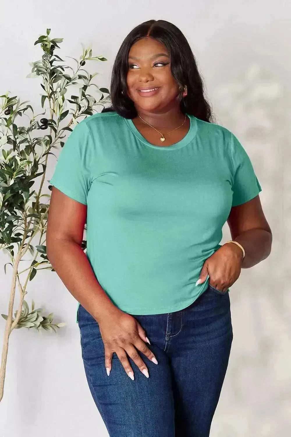 Basic Bae Full Size Round Neck Short Sleeve T-Shirt - Bad Moms Club