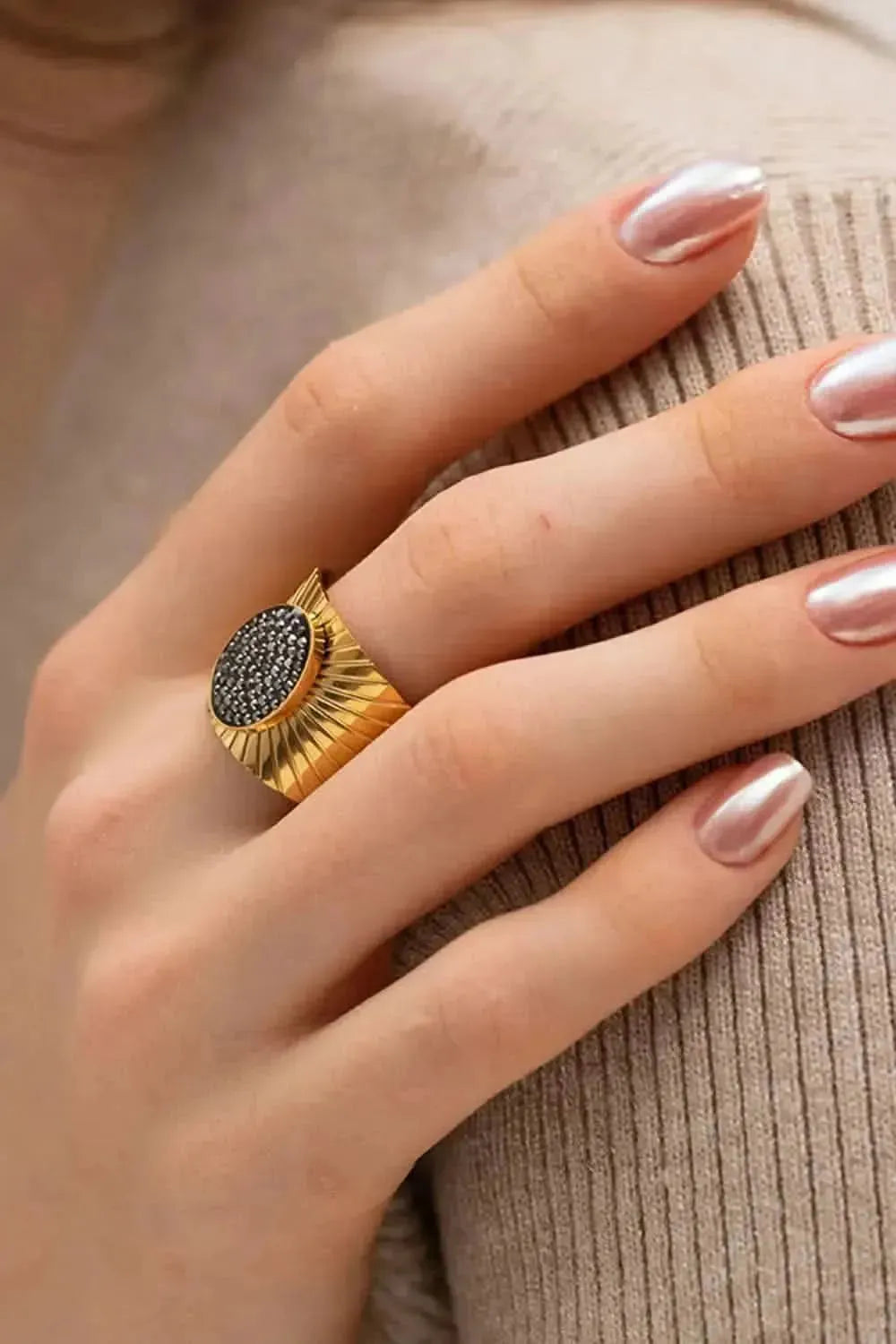 Wide Band Stainless Steel Open Ring - Bad Moms Club