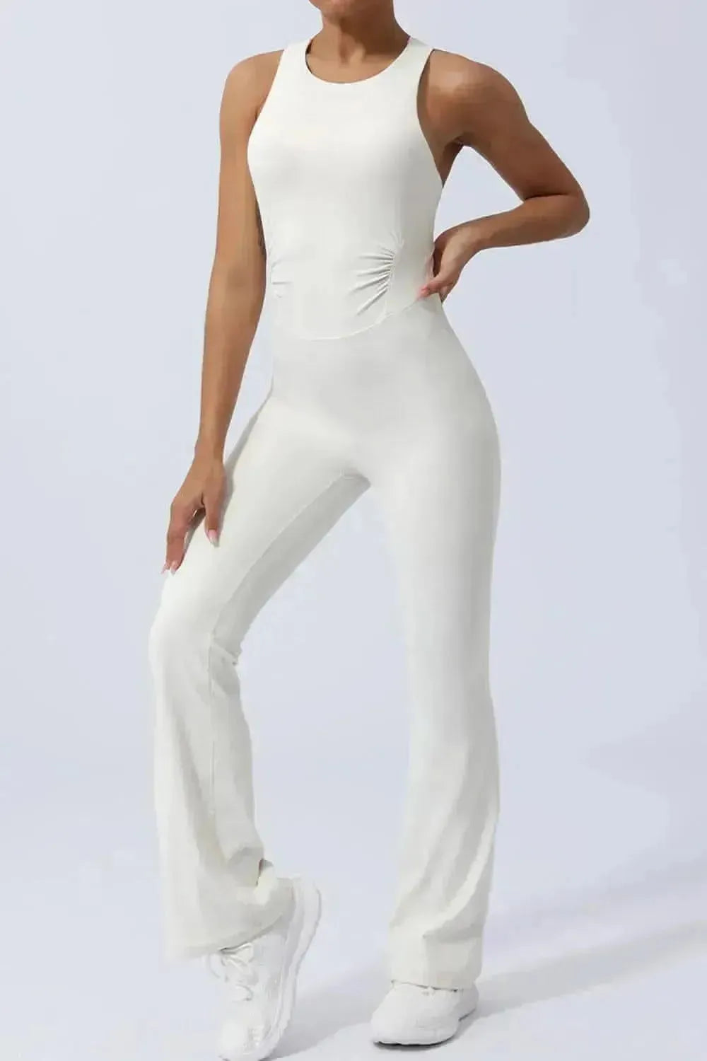 Crisscross Wide Strap Sleeveless Jumpsuit - Bad Moms Club
