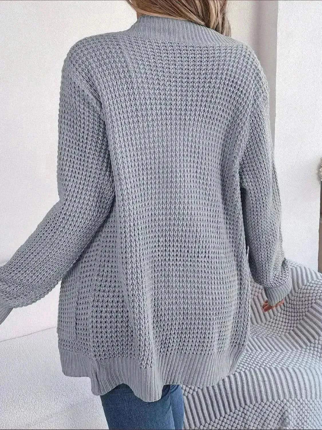Open Front Long Sleeve Cardigan with Pockets - Bad Moms Club