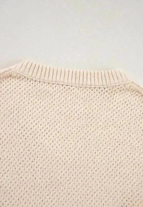 V-Neck Dropped Shoulder Long Sleeve Sweater - Bad Moms Club
