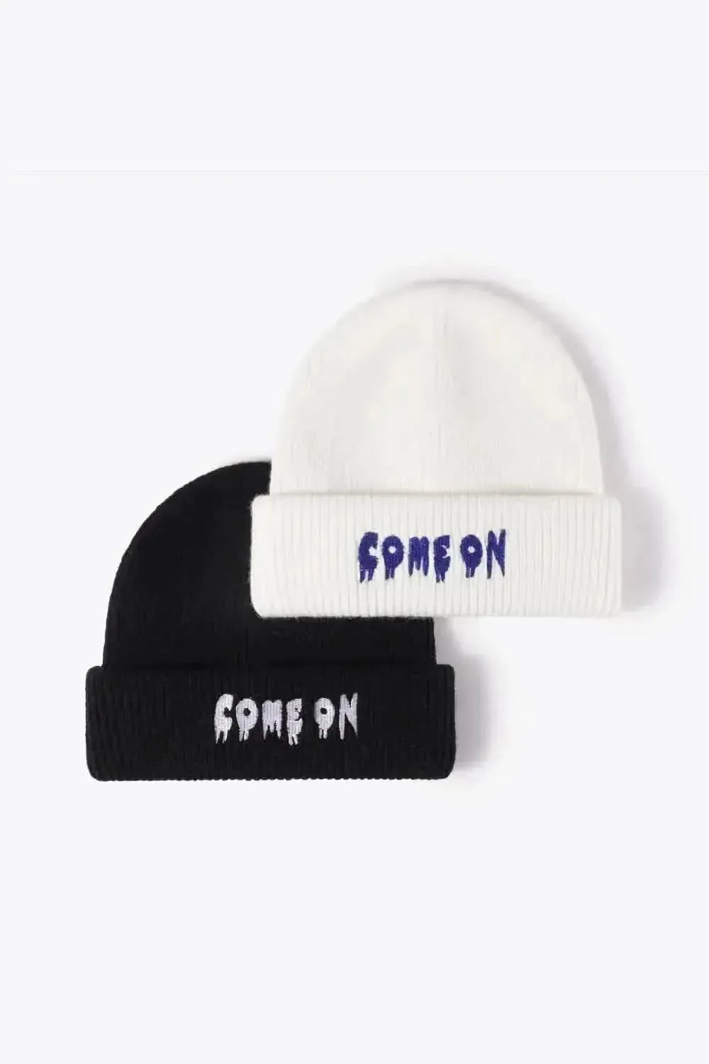 COME ON Embroidered Cuff Knit Beanie - Bad Moms Club
