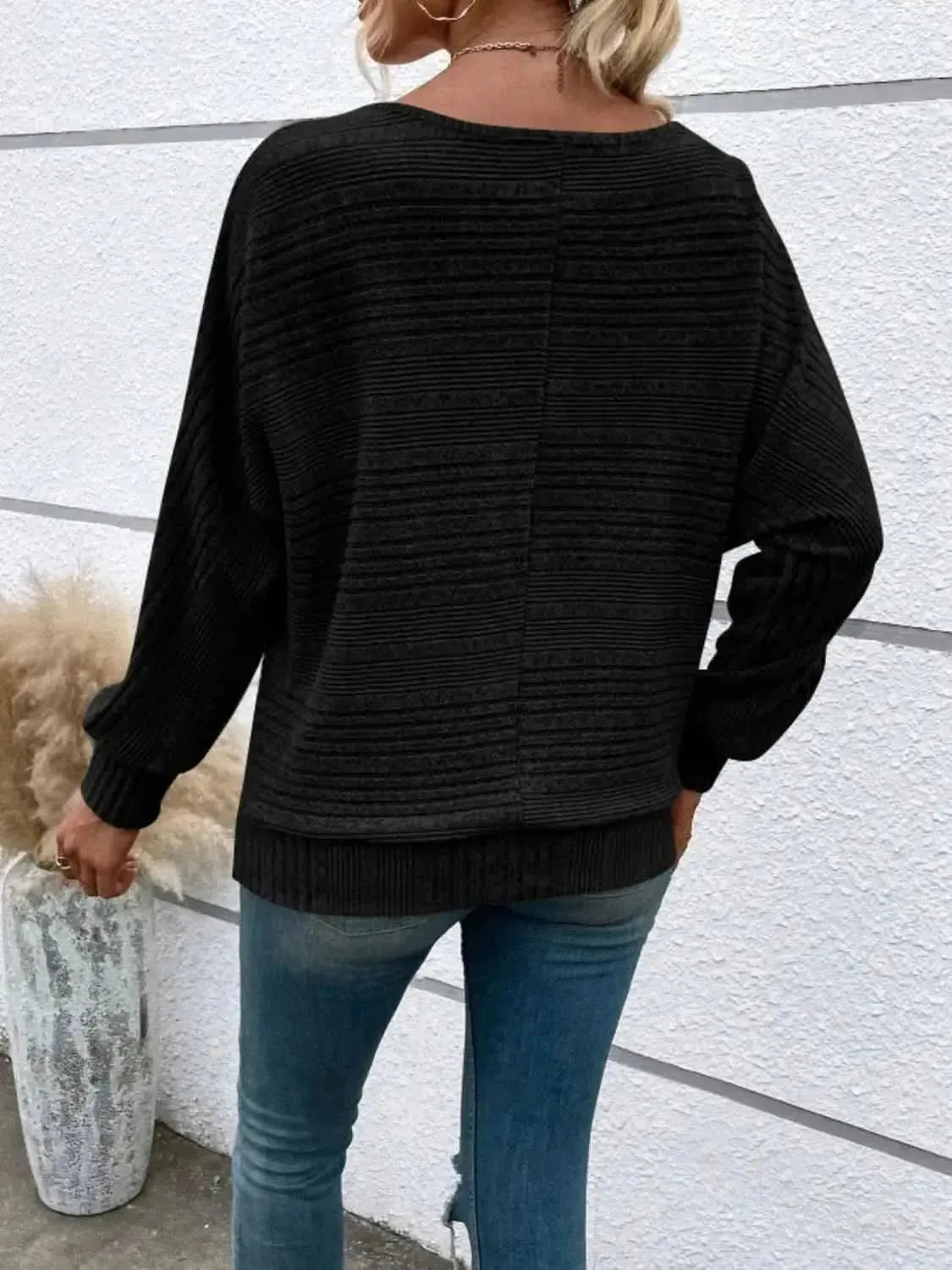 Full Size Round Neck Long Sleeve Top - Bad Moms Club