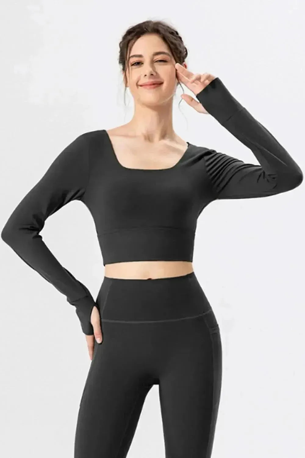 Square Neck Crisscross Active T-Shirt - Bad Moms Club