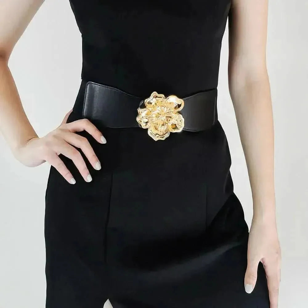 Flower Alloy Buckle Elastic Belt - Bad Moms Club