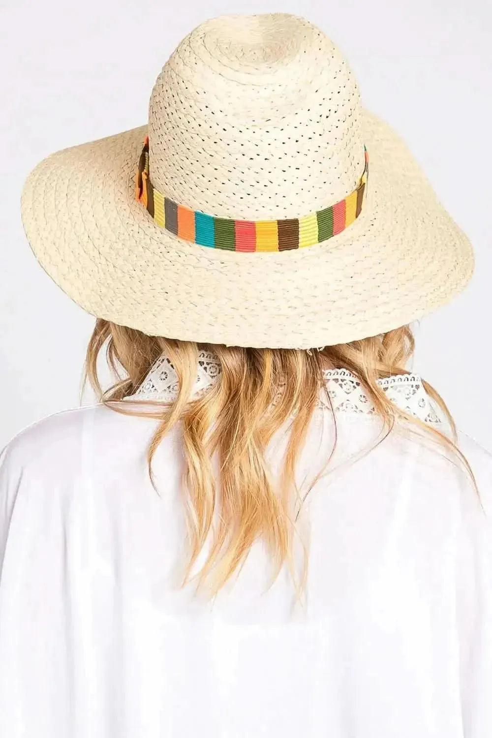 Fame Contrast Wide Brim Straw Hat - Bad Moms Club