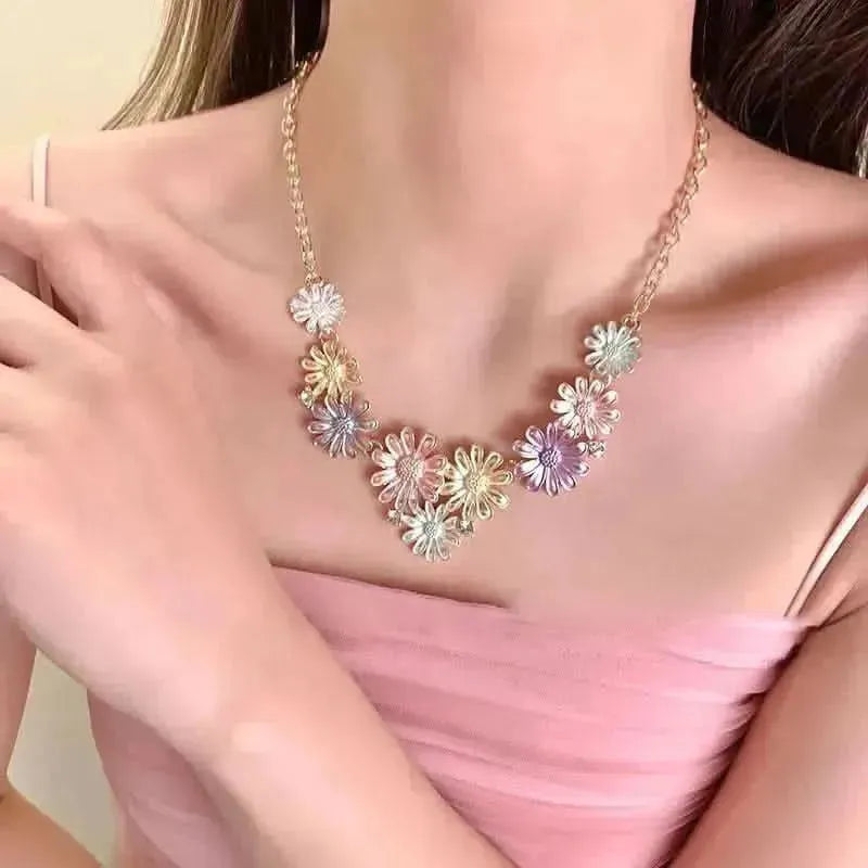 Alloy Rhinestone Daisy Necklace - Bad Moms Club