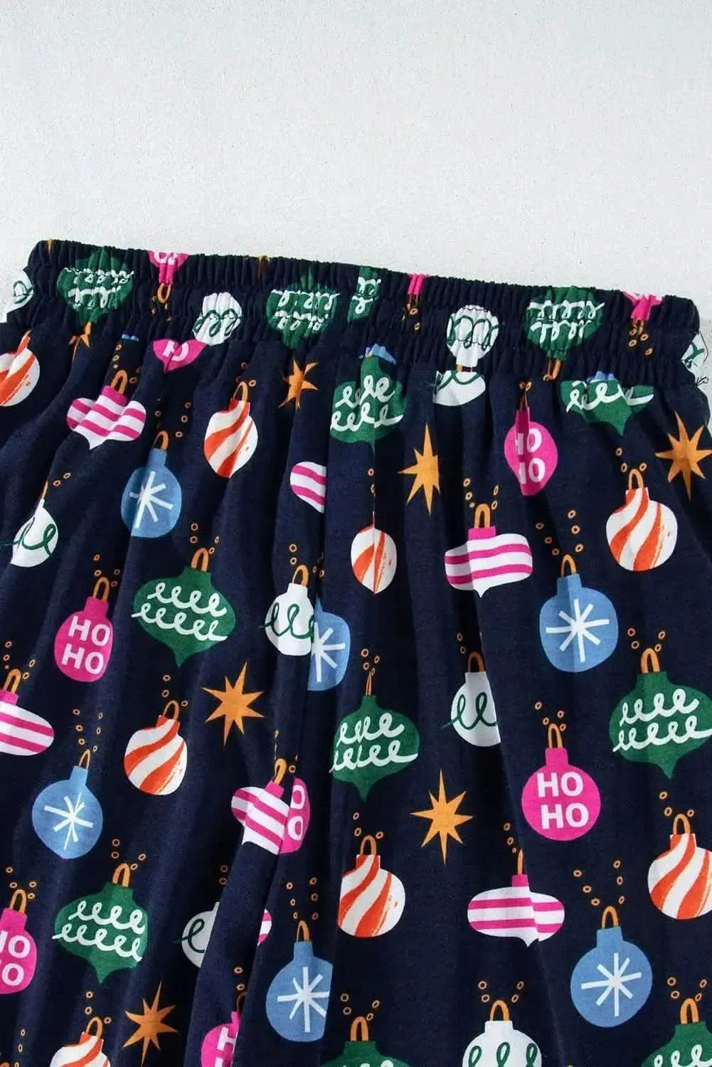 Christmas Lights Print Collared Neck Top and Pants Set - Bad Moms Club