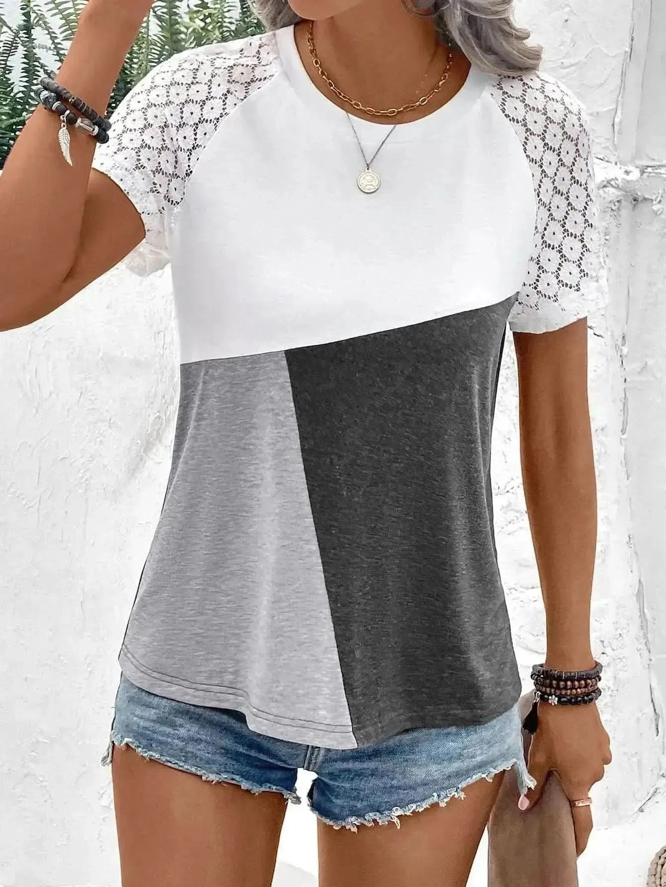 Ivy Lane Color Block Raglan Sleeve Round Neck Tee - Bad Moms Club