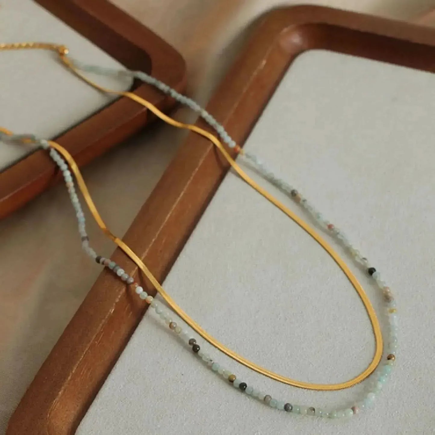 Beaded Titanium Steel Double-Layered Necklace - Bad Moms Club
