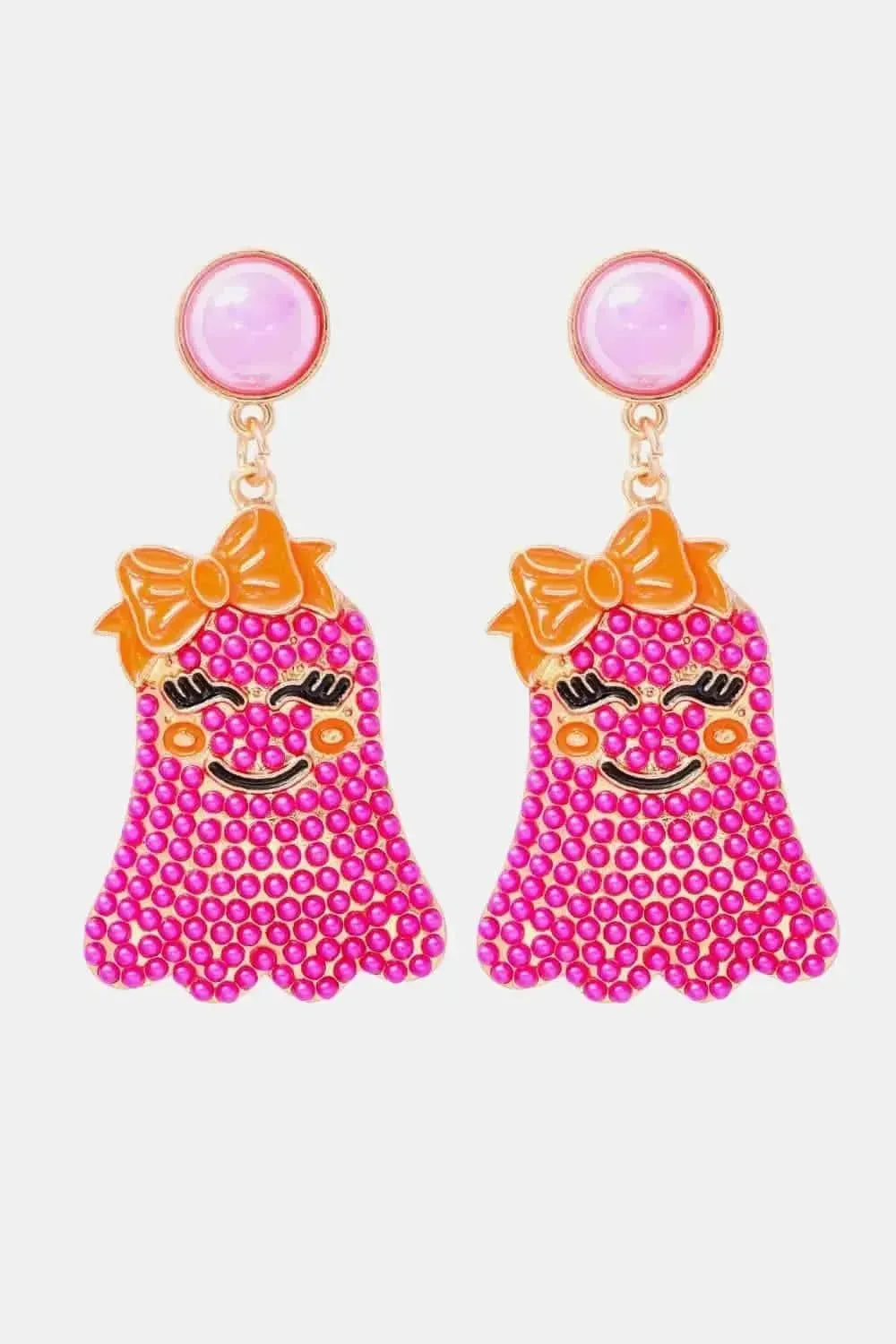 Smiling Ghost Shape Synthetic Pearl Earrings - Bad Moms Club