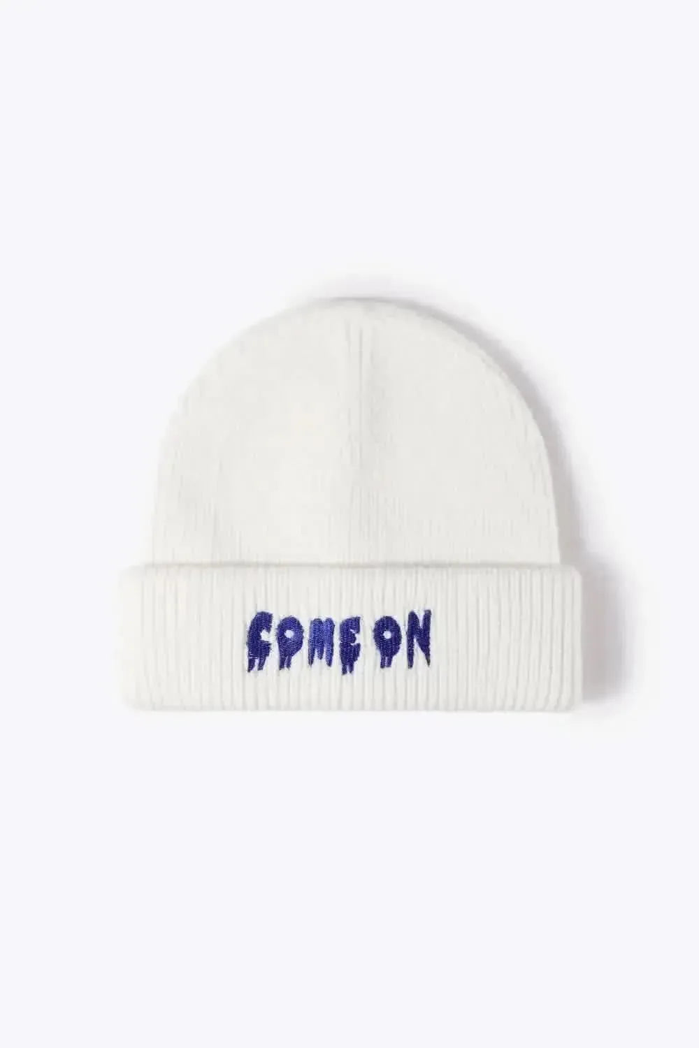 COME ON Embroidered Cuff Knit Beanie - Bad Moms Club