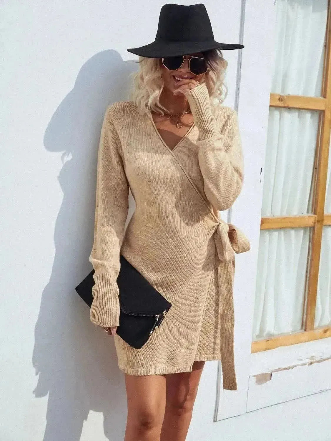 Tied Open Front Long Sleeve Cardigan - Bad Moms Club