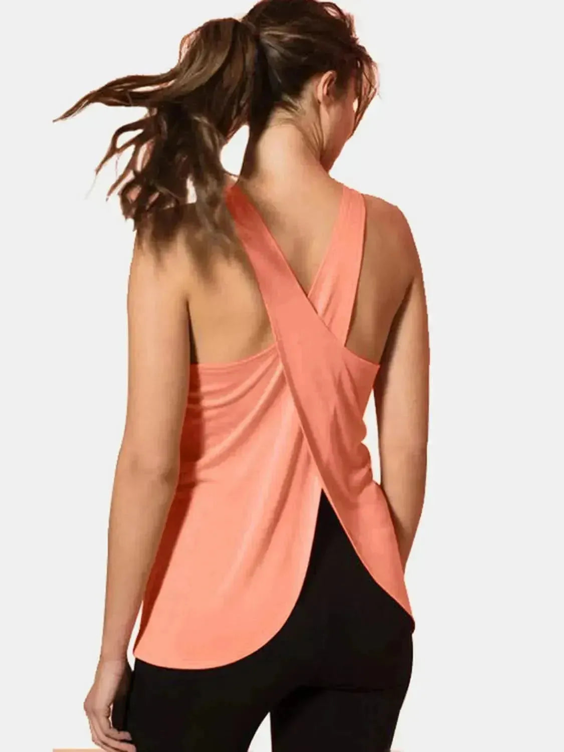 Crisscross Scoop Neck Active Tank - Bad Moms Club