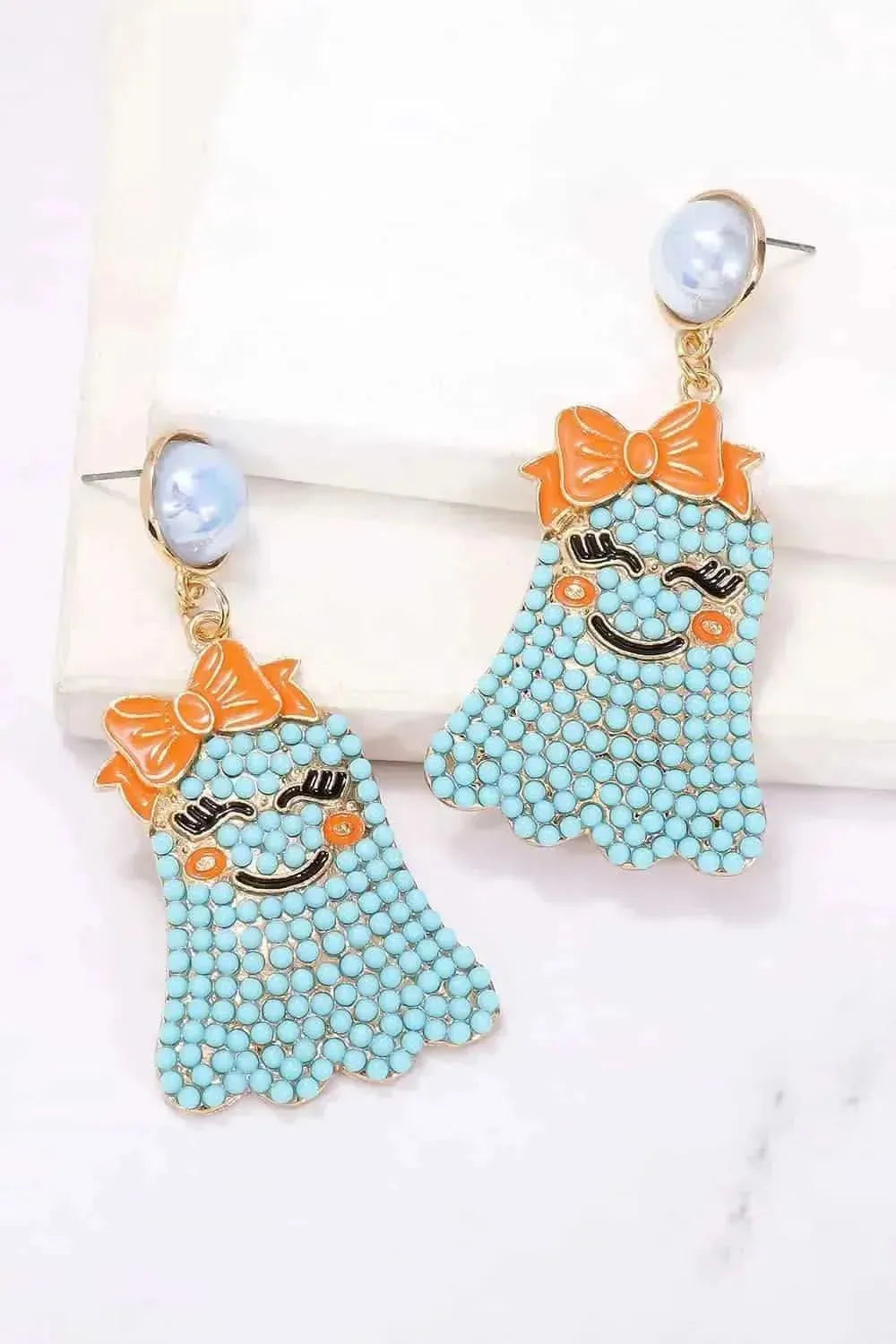 Smiling Ghost Shape Synthetic Pearl Earrings - Bad Moms Club