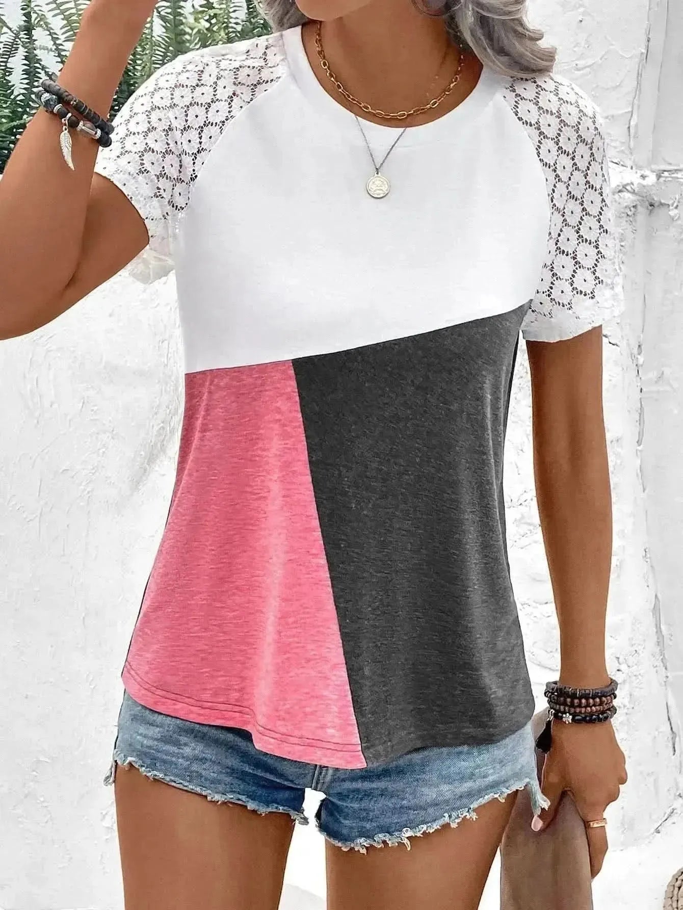 Ivy Lane Color Block Raglan Sleeve Round Neck Tee - Bad Moms Club
