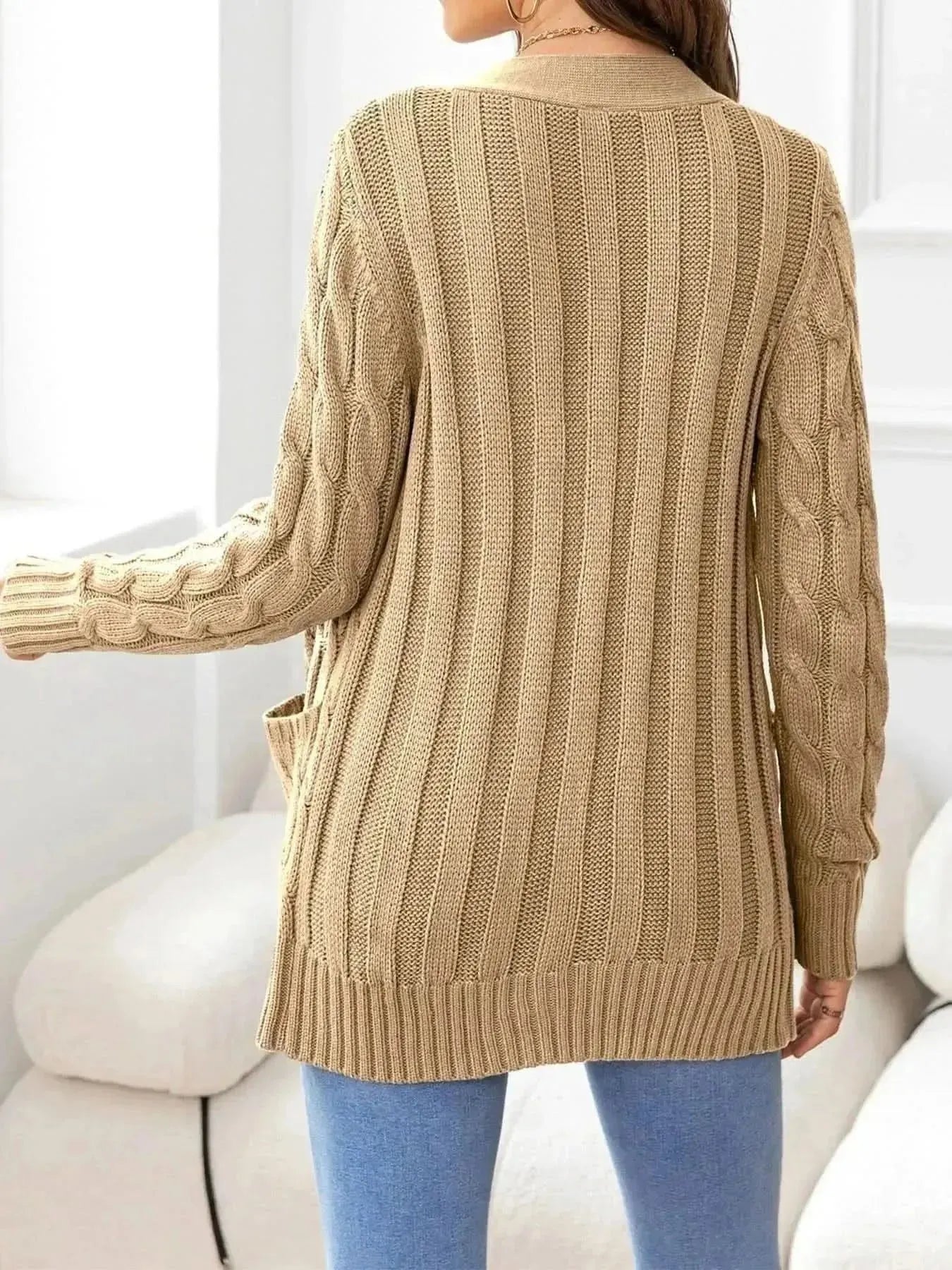 Button Down Cable-Knit Cardigan - Bad Moms Club