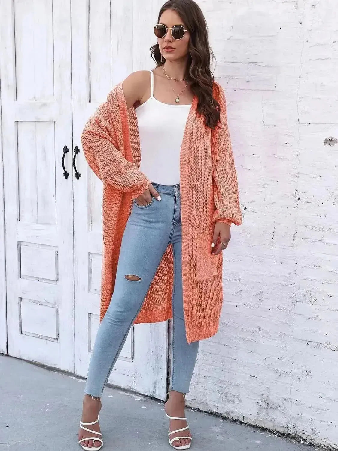 Open Front Longline Cardigan with Pockets - Bad Moms Club