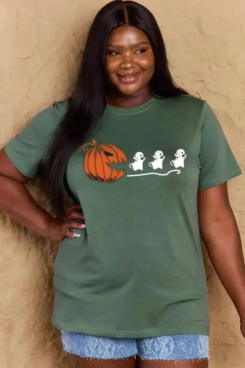 Simply Love Full Size Jack-O'-Lantern Graphic Cotton T-Shirt - Bad Moms Club