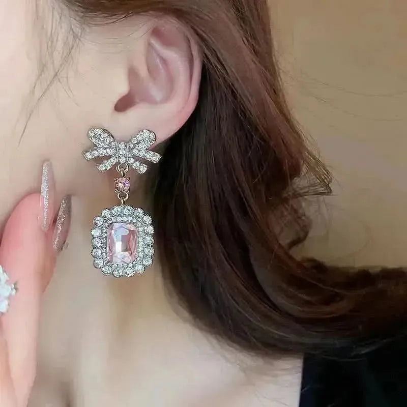 Alloy Crystal Geometric Dangle Earrings - Bad Moms Club