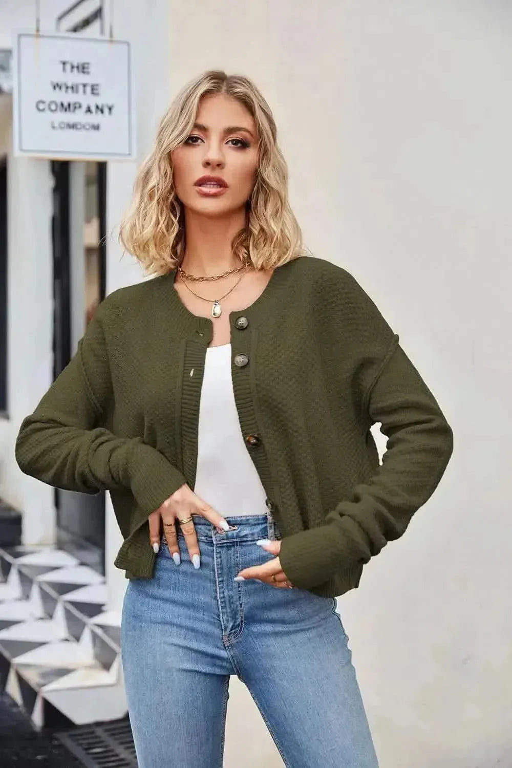 Button Down Exposed Seam Cardigan - Bad Moms Club