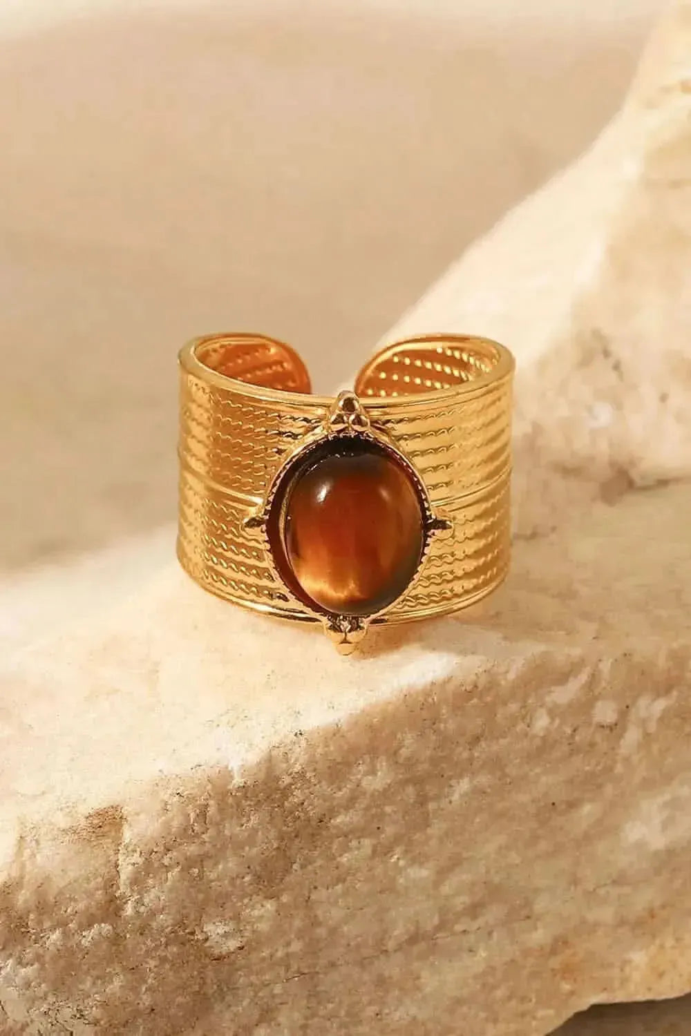 18K Gold-Plated Wide Open Ring - Bad Moms Club