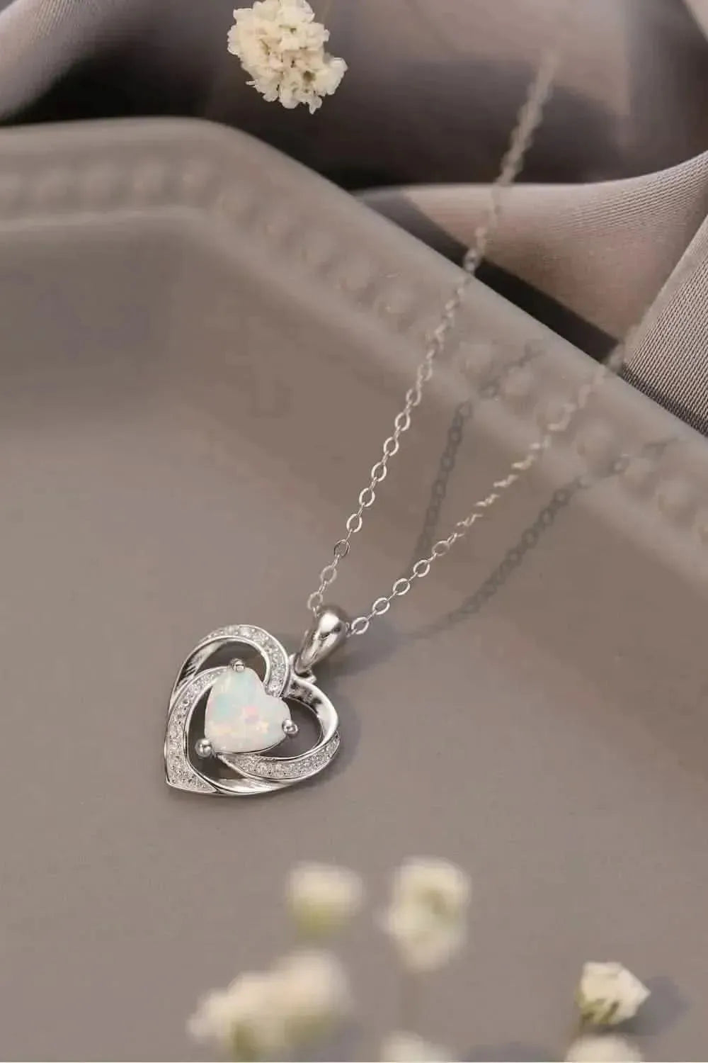 Opal Heart Pendant Necklace - Bad Moms Club