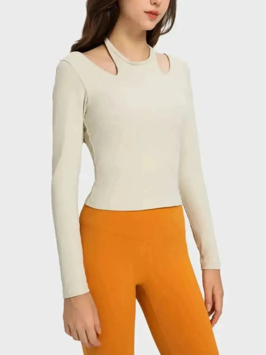 Halter Neck Long Sleeve Sporty Top - Bad Moms Club